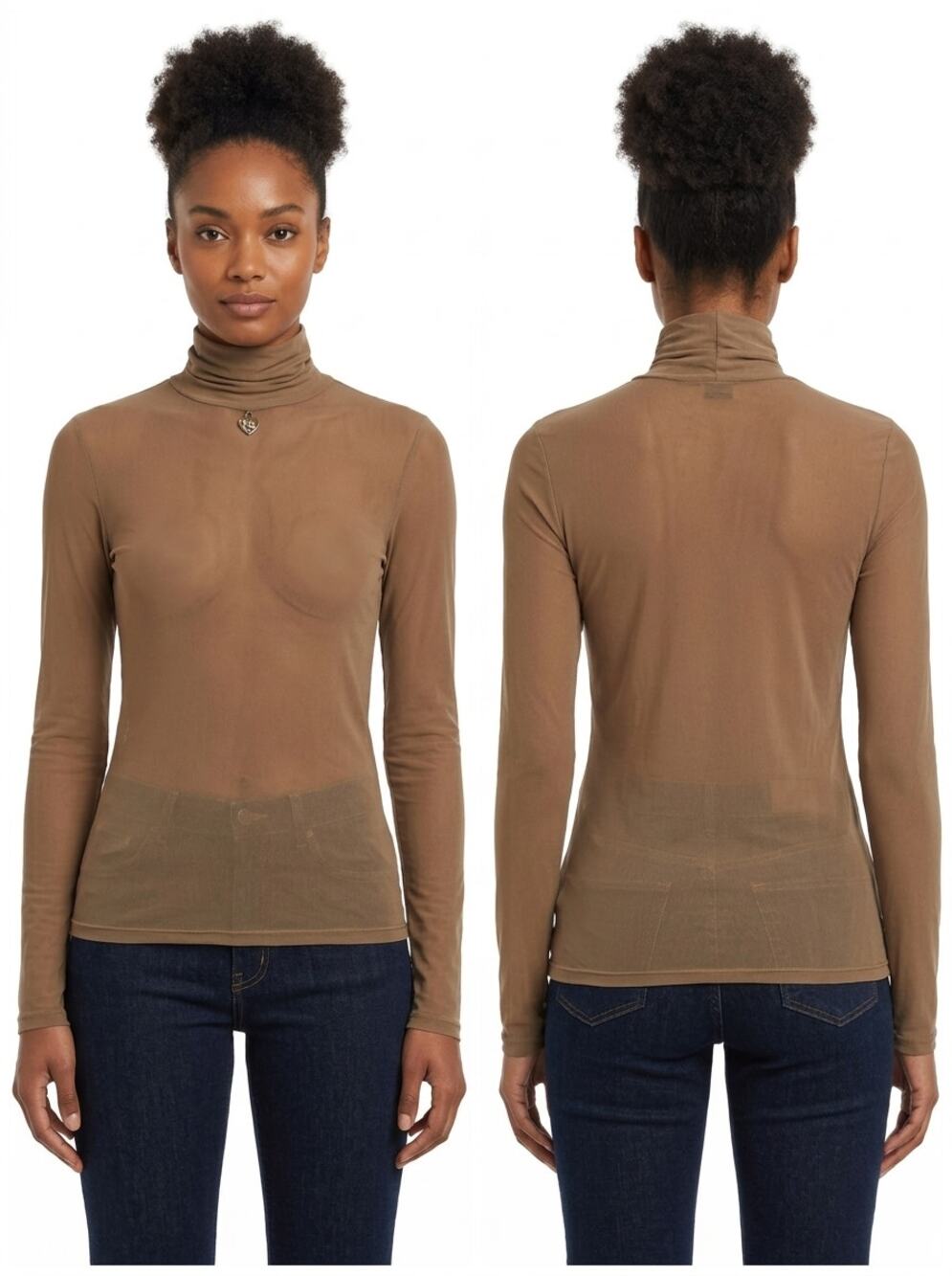 Twin-Set Simona Barbieri Made in Italy Sheer Turtleneck Top Women Size L